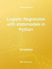 Yellow cover of Logistic Regression with statsmodels in Python. This template resources is from 365 Data Science. 