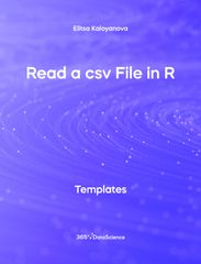 Purple Cover of Read a csv File in R. This template resource is from 365 Data Science.