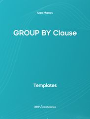 Ocean blue cover of GROUP BY Clause in SQL. This template resources is from 365 Data Science. 
