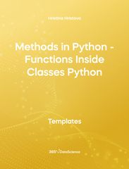 Yellow cover of Methods in Python - Functions Inside Classes in Python. This template resource is from 365 Data Science. 