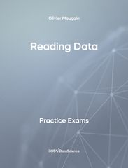 Grey Cover of Reading Data. The practice exam is from 365 Data Science. 