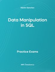 Ocean blue cover of Data Manipulation in SQL. This template resources is from 365 Data Science. 