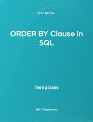 Ocean blue cover of ORDER BY Clause in SQL. This template resources is from 365 Data Science. 