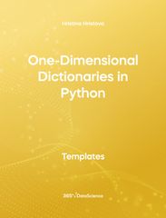 Yellow cover of One-Dimensional Dictionaries in Python. This template resource is from 365 Data Science. 
