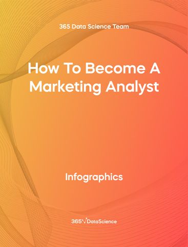 Orange Cover of How to Become a Marketing Analyst. This infographic resource is from 365 Data Science.