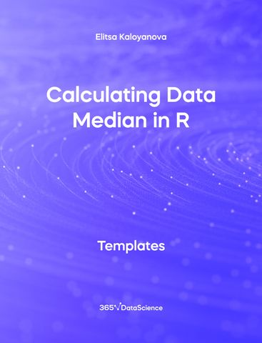 Purple Cover of Calculating Data Median in R. The template is from 365 Data Science. 