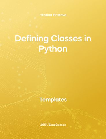 Yellow cover of Defining Classes in Python. This template resource is from 365 Data Science. 