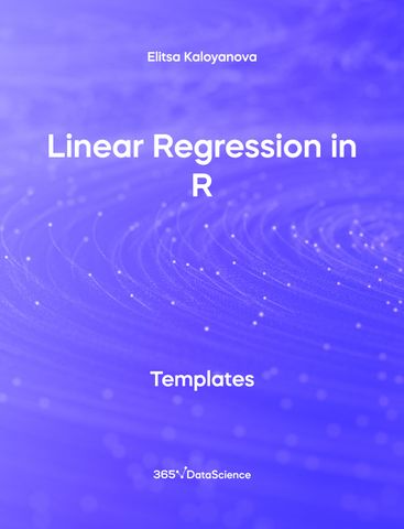 Purple cover of Linear Regression in R. This template resources is from 365 Data Science. 
