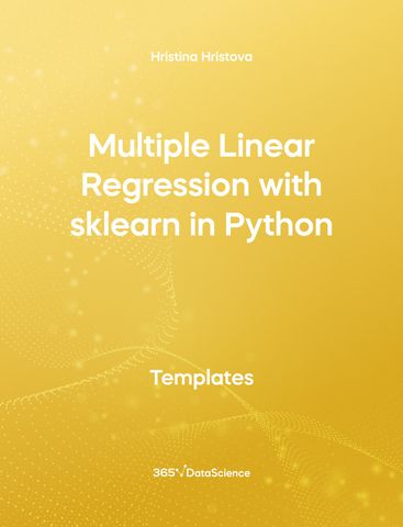Yellow Cover of Multiple Linear Regression with sklearn in Python. This template resource  is from 365 Data Science.