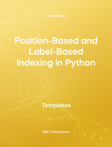 Yellow cover of Position-Based and Label-Based Indexing in Python. This template resource is from 365 Data Science. 