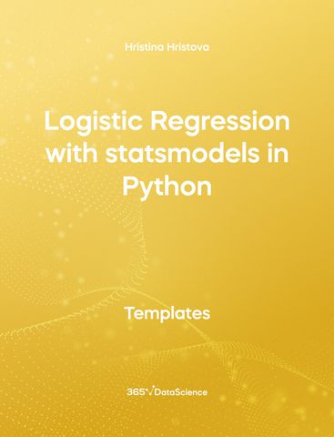 Yellow cover of Logistic Regression with statsmodels in Python. This template resources is from 365 Data Science. 