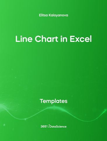 Green cover of Line Chart in Excel. The template resource is from 365 Data Science. 