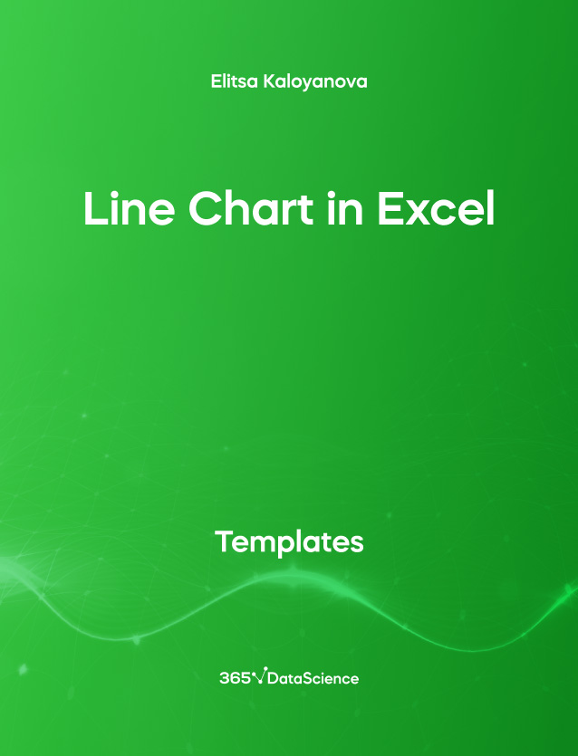Green cover of Line Chart in Excel. The template resource is from 365 Data Science. 