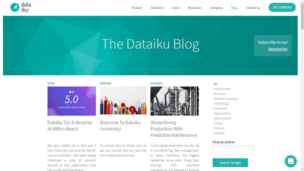 Dataiku data science blog